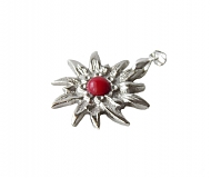 biżuteria artystyczna  - Szarotka zawieszka z czerwonym koralem 